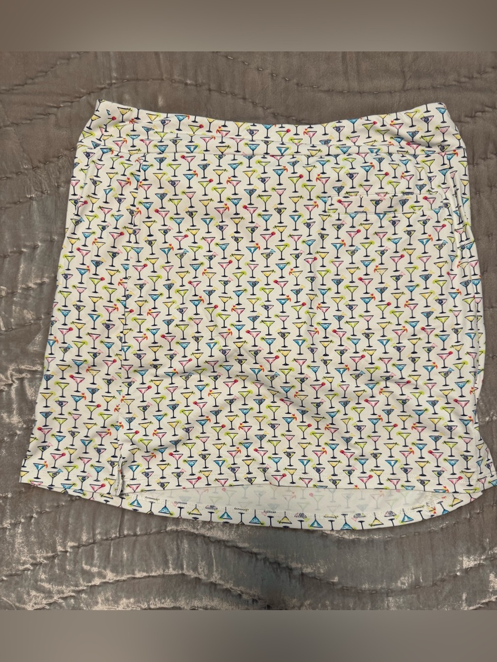 White Golf Skirt with Colorful Cocktail Print